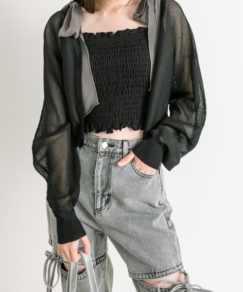 OLIVE des OLIVE（オリーブデオリーブ）の「肩リボンシャーリングキャミソール（パットあり）　1041060650（キャミソール・レディース・ライトグレー/ブラック/オフホワイト・FREE）」の17枚目の写真