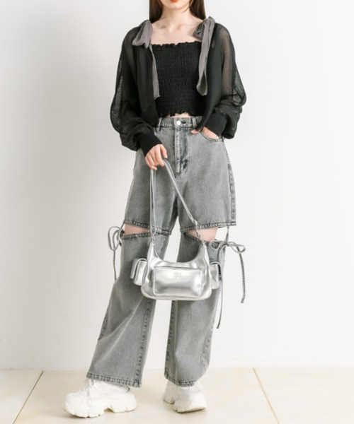 OLIVE des OLIVE（オリーブデオリーブ）の「肩リボンシャーリングキャミソール（パットあり）　1041060650（キャミソール・レディース・ライトグレー/ブラック/オフホワイト・FREE）」の18枚目の写真