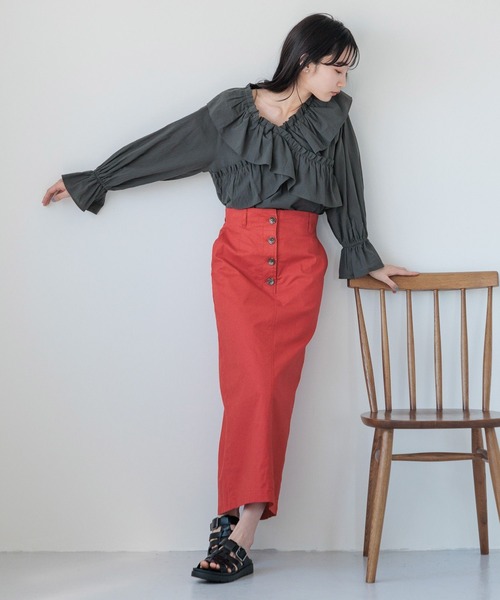 LOWRYS FARM（ローリーズファーム）の「フリルクロスギャザーブラウス６Ｓ 112820（シャツ/ブラウス・レディース・ホワイト/その他/チャコールグレー/ブラック/ブルー系その他/ホワイト系その他・FREE）」の21枚目の写真