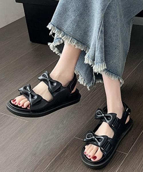 ROOPTOKYO（ループトウキョウ）の「リボン スポーツサンダル（サンダル・レディース・ブラック/ホワイト・38/36）」の4枚目の写真