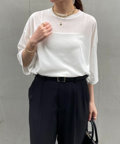 COLLAGE GALLARDAGALANTE(コラージュガリャルダガランテ)の「シアーTシャツ(Tシャツ/カットソー・レディース・ホワイト/ピンク/ブラック/レッド・FREE)」の12枚目の写真