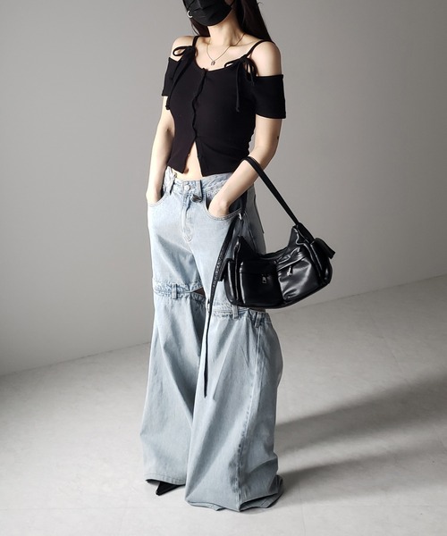 ♡ダブスタ♡ リボン 半袖ニット まいまい着用 ブラック 超美品