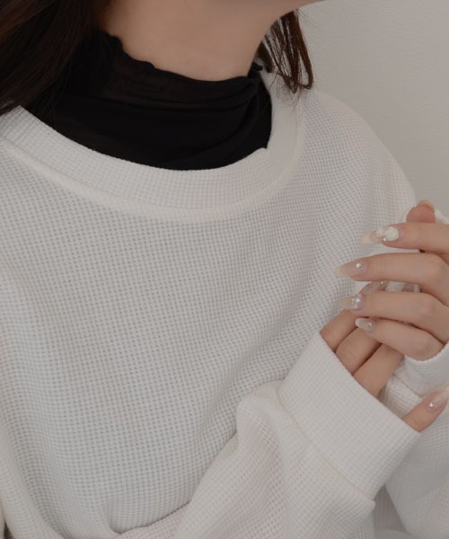 Mayree(メイリー)の「【resonance】シアー メロウデザイン 無地 ハイネック つけ襟【マルチウェイ/オケージョン】(付け襟・レディース・ライトベージュ/ブラック/ホワイト/ライトブルー・FREE)」の18枚目の写真