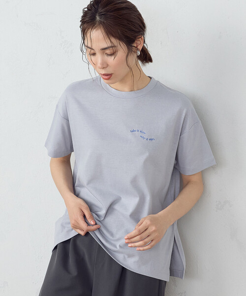 COMME CA ISM（コムサイズム）の「速乾 刺繍 ロゴ Ｔシャツ（Tシャツ/カットソー・レディース・チャコール/ブラック/ホワイト/サックスブルー・SMALL/MEDIUM/LARGE）」の15枚目の写真