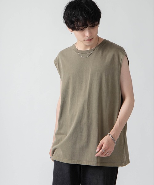 WEGO(ウィゴー)の「WEGO/スリーブレスコットンT(タンクトップ・メンズ・グレー系その他/ブラック/カーキ/ホワイト系その他/ホワイト・SMALL/MEDIUM/LARGE)」の1枚目の写真