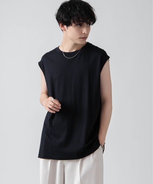 WEGO(ウィゴー)の「WEGO/スリーブレスコットンT(タンクトップ・メンズ・グレー系その他/ブラック/カーキ/ホワイト系その他/ホワイト・SMALL/MEDIUM/LARGE)」の4枚目の写真