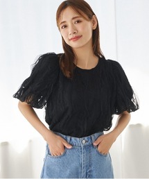 mysty woman | チュールレーシークルーネックプルオーバー 128892(シャツ/ブラウス)