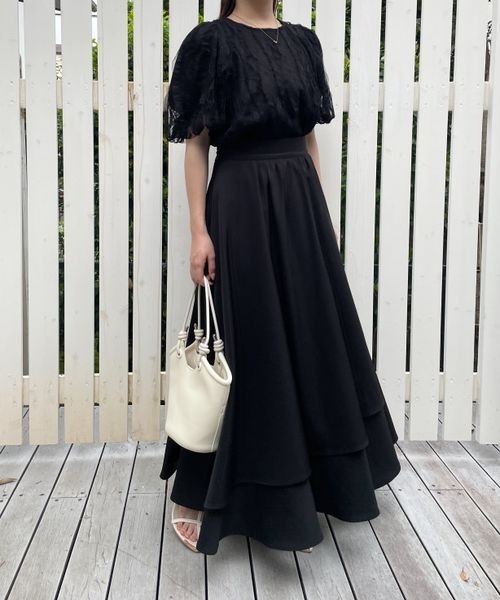 mysty woman(ミスティウーマン)の「チュールレーシークルーネックプルオーバー 128892(シャツ/ブラウス・レディース・オフホワイト/ブラック・FREE)」の4枚目の写真