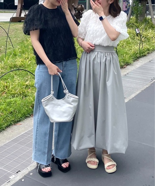 mysty woman(ミスティウーマン)の「チュールレーシークルーネックプルオーバー 128892(シャツ/ブラウス・レディース・オフホワイト/ブラック・FREE)」の18枚目の写真