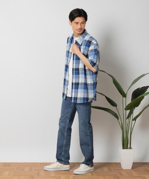 BACK NUMBER（バックナンバー）の「BACK NUMBER(バックナンバー)【メンズ】マドラスチェック半袖レギュラーシャツ（シャツ/ブラウス・メンズ・ホワイト×ブルー/ブラウン・S/M/L/XL）」の15枚目の写真