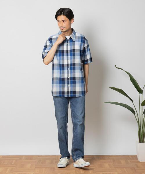 BACK NUMBER（バックナンバー）の「BACK NUMBER(バックナンバー)【メンズ】マドラスチェック半袖レギュラーシャツ（シャツ/ブラウス・メンズ・ホワイト×ブルー/ブラウン・S/M/L/XL）」の17枚目の写真