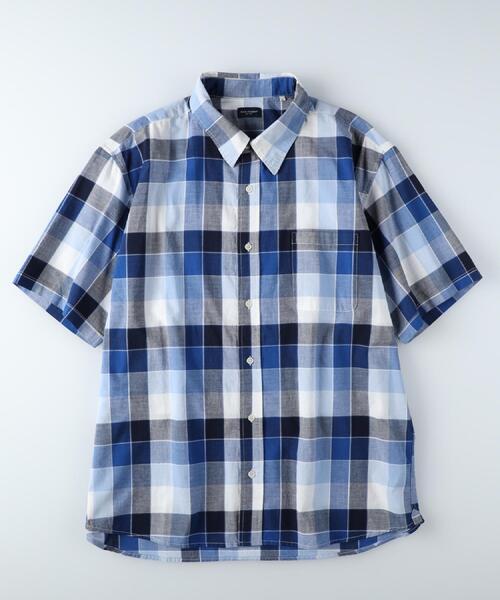 BACK NUMBER（バックナンバー）の「BACK NUMBER(バックナンバー)【メンズ】マドラスチェック半袖レギュラーシャツ（シャツ/ブラウス・メンズ・ホワイト×ブルー/ブラウン・S/M/L/XL）」の21枚目の写真