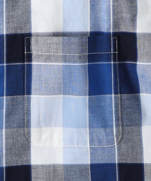 BACK NUMBER（バックナンバー）の「BACK NUMBER(バックナンバー)【メンズ】マドラスチェック半袖レギュラーシャツ（シャツ/ブラウス・メンズ・ホワイト×ブルー/ブラウン・S/M/L/XL）」の5枚目の写真
