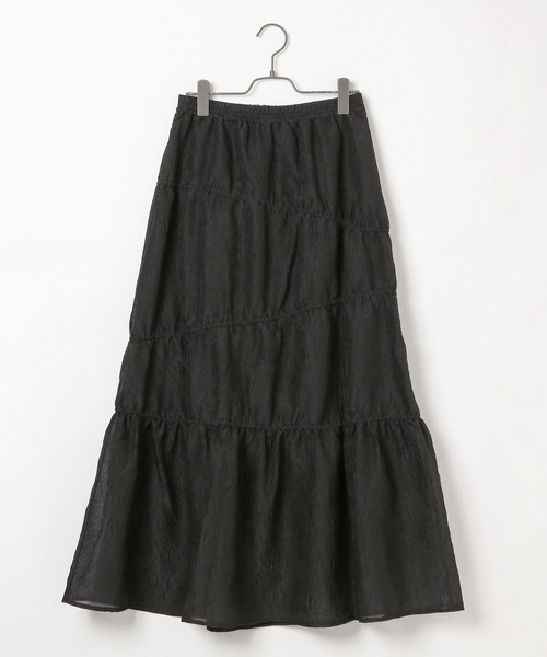 BAYFLOW（ベイフロー）の「[軽量シアーで涼しげ]シャーリングジャガードスカート（スカート・レディース・カーキ/ブラック・FREE）」の13枚目の写真