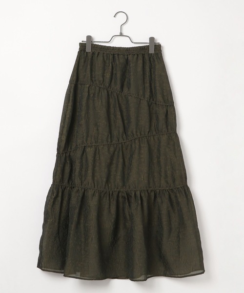 BAYFLOW（ベイフロー）の「[軽量シアーで涼しげ]シャーリングジャガードスカート（スカート・レディース・カーキ/ブラック・FREE）」の14枚目の写真