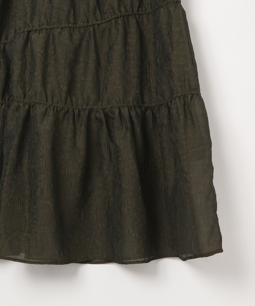 BAYFLOW（ベイフロー）の「[軽量シアーで涼しげ]シャーリングジャガードスカート（スカート・レディース・カーキ/ブラック・FREE）」の6枚目の写真