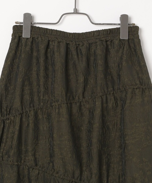 BAYFLOW（ベイフロー）の「[軽量シアーで涼しげ]シャーリングジャガードスカート（スカート・レディース・カーキ/ブラック・FREE）」の7枚目の写真