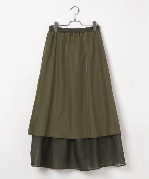 BAYFLOW（ベイフロー）の「[軽量シアーで涼しげ]シャーリングジャガードスカート（スカート・レディース・カーキ/ブラック・FREE）」の8枚目の写真