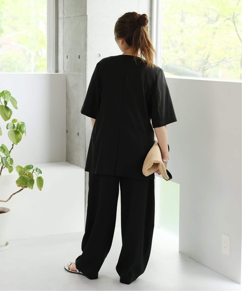 JOURNAL STANDARD（ジャーナルスタンダード）の「《追加2》アイアスストレッチハーフスリーブジャケット（ノーカラージャケット・レディース・ブラック/ベージュ・FREE）」の9枚目の写真