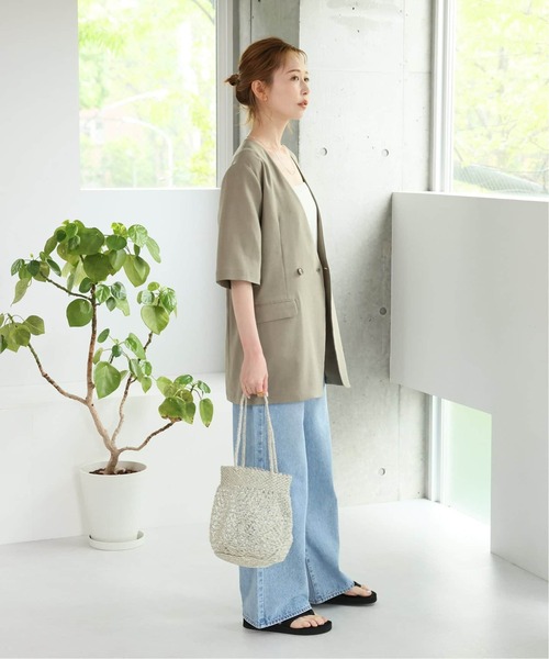 JOURNAL STANDARD（ジャーナルスタンダード）の「《追加2》アイアスストレッチハーフスリーブジャケット（ノーカラージャケット・レディース・ブラック/ベージュ・FREE）」の19枚目の写真