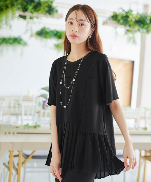 セール】【洗える】 メッシュプリーツドッキングプルオーバー（T