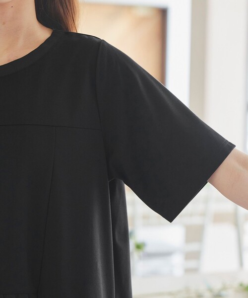 tシャツ メッシュプリーツドッキングプルオーバー レディース セール】【洗える】 メッシュプリーツドッキングプルオーバー（T