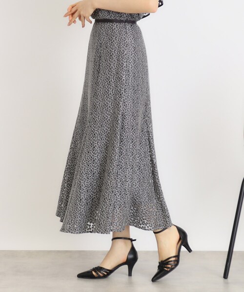 新品・タグ付き　レースフレアスカート ケミカルレースフレアスカート