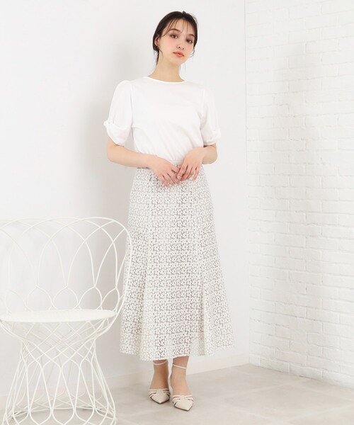 index(インデックス)の「◆ミニフラワーレースフレアスカート【洗濯機洗い可】(スカート・レディース・ブルー系9/アイボリー系7/チャコール/ベージュ系その他7・36/38/40/42)」の10枚目の写真