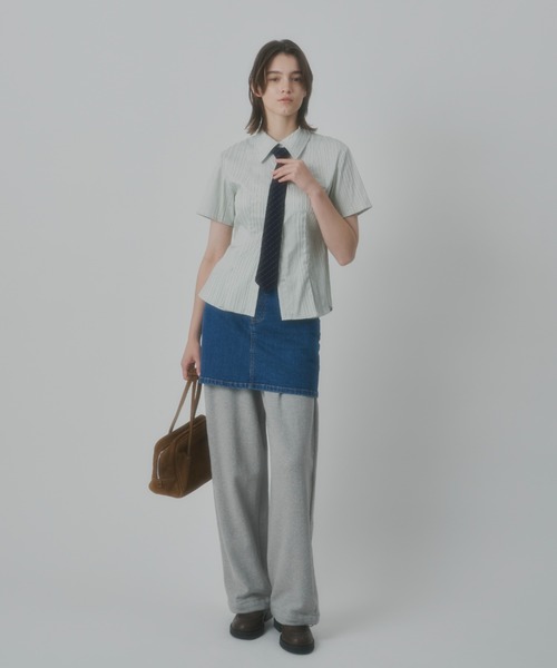 GIUNON(ジウノン)の「adjustable pinstripe tie / アジャスタブルピンストライプネクタイ(ストール/ショール・レディース・ネイビー・FREE)」の8枚目の写真