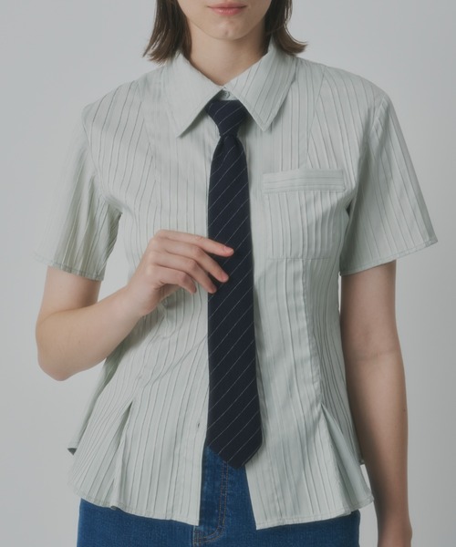 GIUNON(ジウノン)の「adjustable pinstripe tie / アジャスタブルピンストライプネクタイ(ストール/ショール・レディース・ネイビー・FREE)」の10枚目の写真