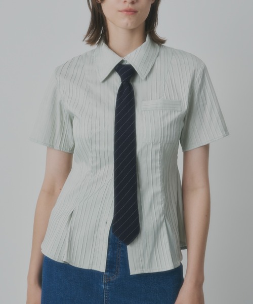 GIUNON(ジウノン)の「adjustable pinstripe tie / アジャスタブルピンストライプネクタイ(ストール/ショール・レディース・ネイビー・FREE)」の11枚目の写真