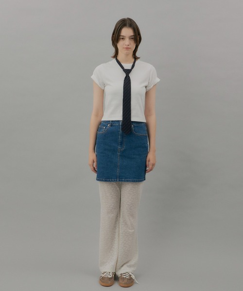 GIUNON(ジウノン)の「adjustable pinstripe tie / アジャスタブルピンストライプネクタイ(ストール/ショール・レディース・ネイビー・FREE)」の14枚目の写真