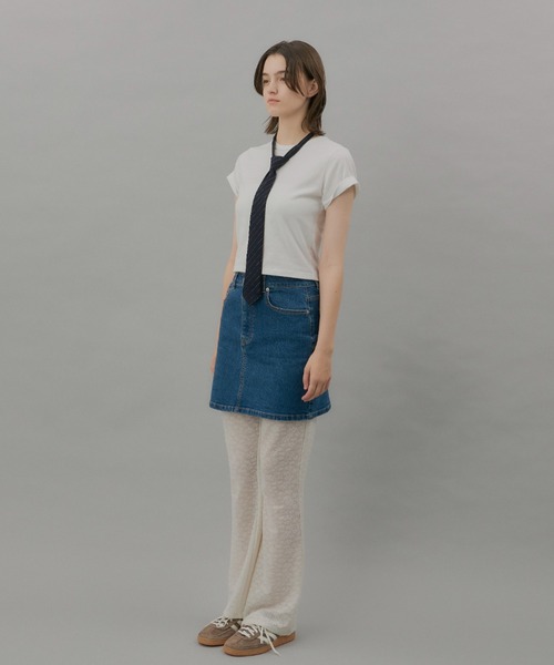 GIUNON(ジウノン)の「adjustable pinstripe tie / アジャスタブルピンストライプネクタイ(ストール/ショール・レディース・ネイビー・FREE)」の15枚目の写真