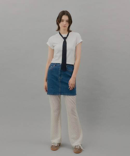 GIUNON(ジウノン)の「adjustable pinstripe tie / アジャスタブルピンストライプネクタイ(ストール/ショール・レディース・ネイビー・FREE)」の16枚目の写真