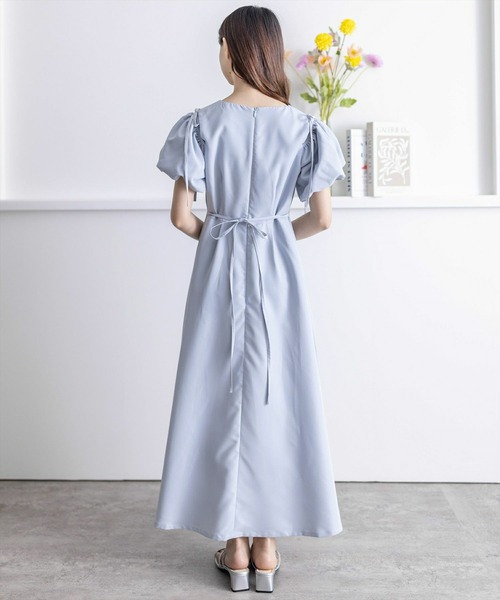 clear（クリア）の「2way袖バルーン半袖ロングワンピース≪2024SS≫（ワンピース・レディース・ネイビー/サックスブルー/ライトベージュ・F）」の18枚目の写真