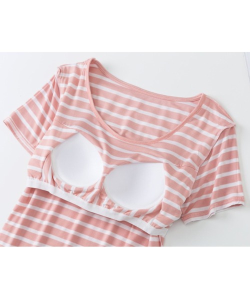 ボーダーTシャツと七分丈パンツのセットパジャマ（ルームウェア