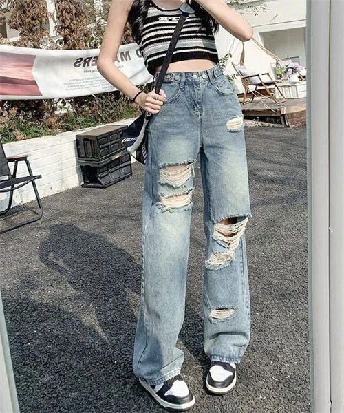 セール】ダメージ加工デニムパンツ（デニムパンツ）｜Dream