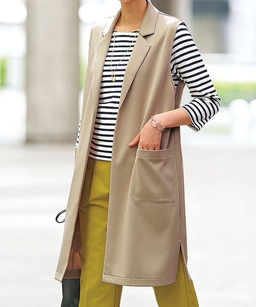 BELLUNA PLUS(ベルーナ)の「ロングベスト付ジャケットアンサンブル(テーラードジャケット・レディース・ベージュ/モカ・X-LARGE/LARGE/MEDIUM)」の17枚目の写真