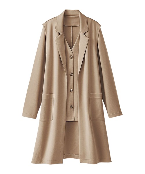BELLUNA PLUS(ベルーナ)の「ロングベスト付ジャケットアンサンブル(テーラードジャケット・レディース・ベージュ/モカ・X-LARGE/LARGE/MEDIUM)」の18枚目の写真