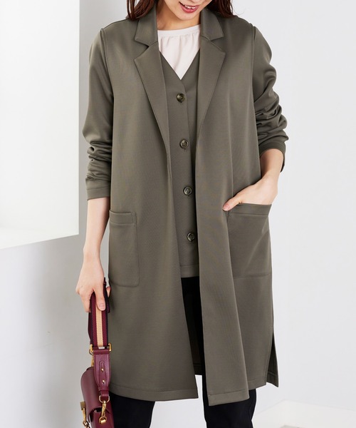 BELLUNA PLUS(ベルーナ)の「ロングベスト付ジャケットアンサンブル(テーラードジャケット・レディース・ベージュ/モカ・X-LARGE/LARGE/MEDIUM)」の4枚目の写真