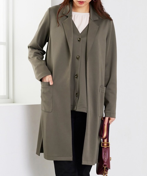 BELLUNA PLUS(ベルーナ)の「ロングベスト付ジャケットアンサンブル(テーラードジャケット・レディース・ベージュ/モカ・X-LARGE/LARGE/MEDIUM)」の5枚目の写真