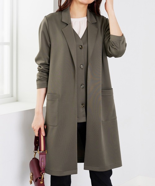 BELLUNA PLUS(ベルーナ)の「ロングベスト付ジャケットアンサンブル(テーラードジャケット・レディース・ベージュ/モカ・X-LARGE/LARGE/MEDIUM)」の3枚目の写真