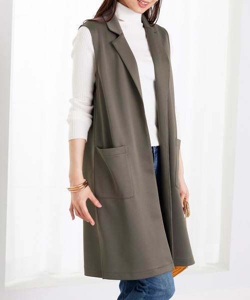 BELLUNA PLUS(ベルーナ)の「ロングベスト付ジャケットアンサンブル(テーラードジャケット・レディース・ベージュ/モカ・X-LARGE/LARGE/MEDIUM)」の13枚目の写真