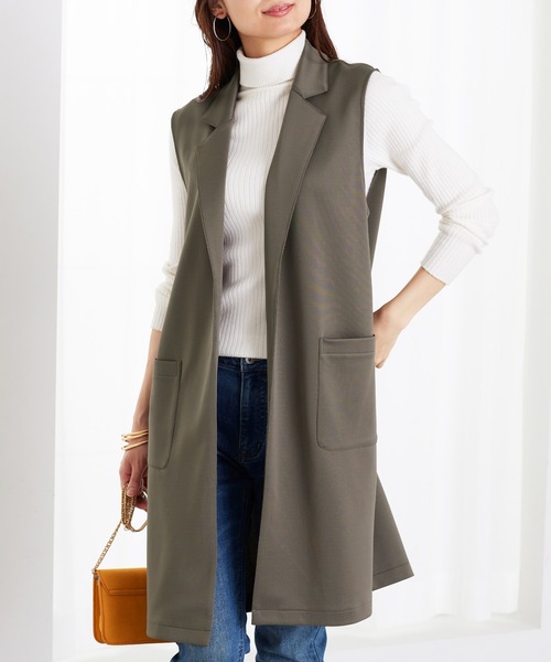 BELLUNA PLUS(ベルーナ)の「ロングベスト付ジャケットアンサンブル(テーラードジャケット・レディース・ベージュ/モカ・X-LARGE/LARGE/MEDIUM)」の11枚目の写真