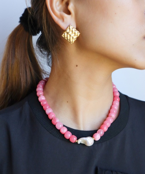 TUWAKRIM（トゥワクリム）の「【TUWAKRIM】ピンクジェイド×バロックパールネックレスs（ネックレス・レディース・ピンク・MEDIUM）」の8枚目の写真