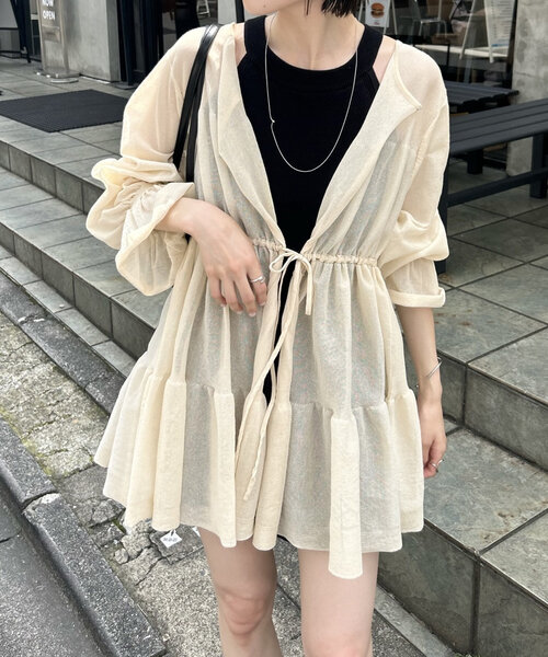 mystic（ミスティック）の「【4色展開】ティアードニットカーディガン（カーディガン/ボレロ・レディース・オフホワイト/ブラウン/ベージュ/ブラック・FREE）」の4枚目の写真