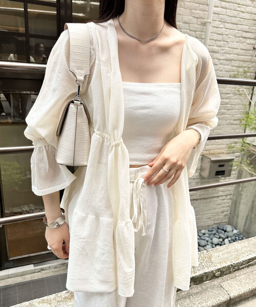 mystic（ミスティック）の「【4色展開】ティアードニットカーディガン（カーディガン/ボレロ・レディース・オフホワイト/ブラウン/ベージュ/ブラック・FREE）」の6枚目の写真