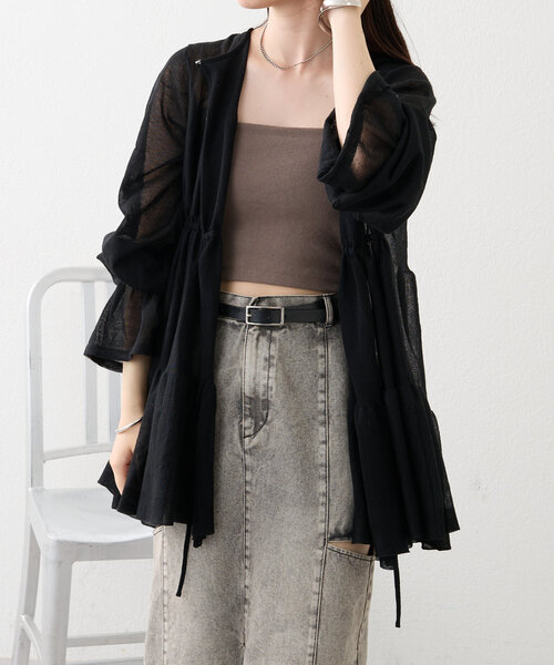 mystic（ミスティック）の「【4色展開】ティアードニットカーディガン（カーディガン/ボレロ・レディース・オフホワイト/ブラウン/ベージュ/ブラック・FREE）」の9枚目の写真