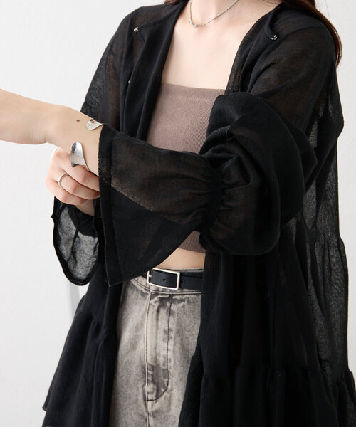 mystic（ミスティック）の「【4色展開】ティアードニットカーディガン（カーディガン/ボレロ・レディース・オフホワイト/ブラウン/ベージュ/ブラック・FREE）」の16枚目の写真