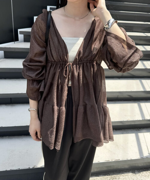 mystic（ミスティック）の「【4色展開】ティアードニットカーディガン（カーディガン/ボレロ・レディース・オフホワイト/ブラウン/ベージュ/ブラック・FREE）」の19枚目の写真